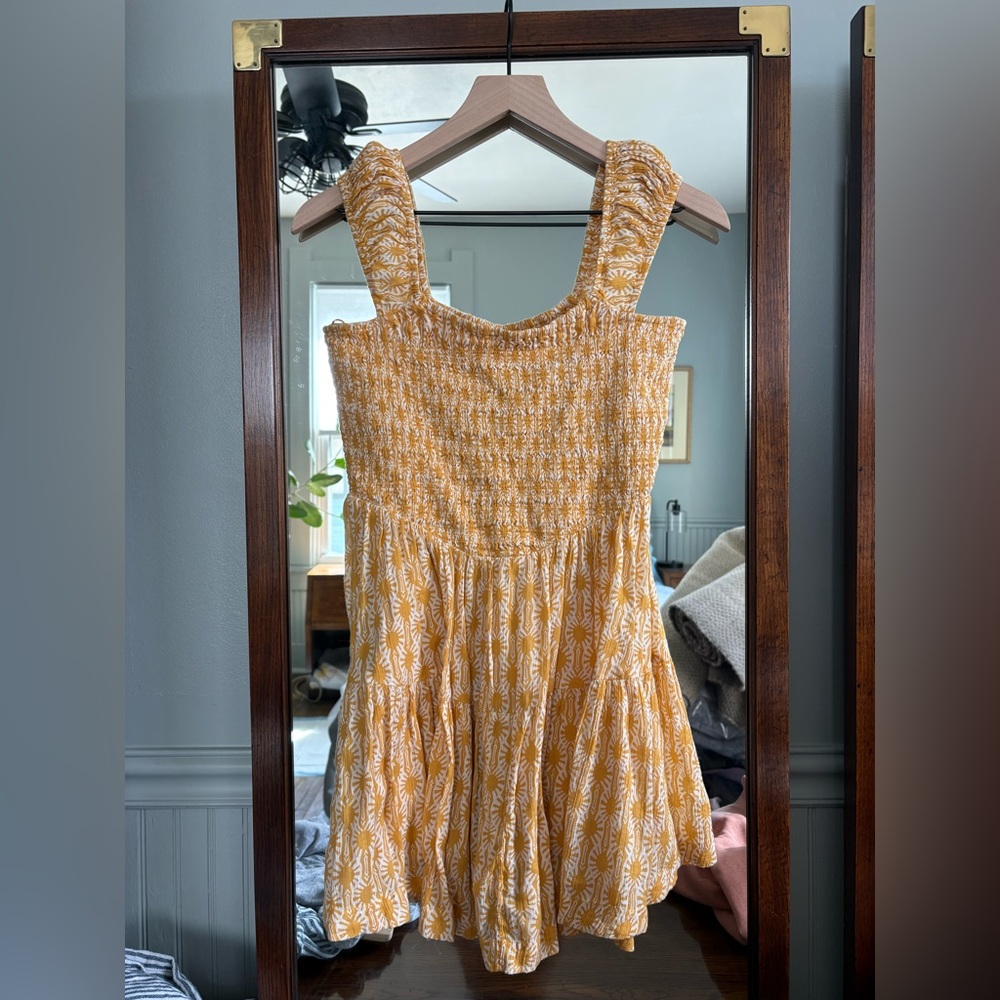 Free People Mustard Floral Mini Dress